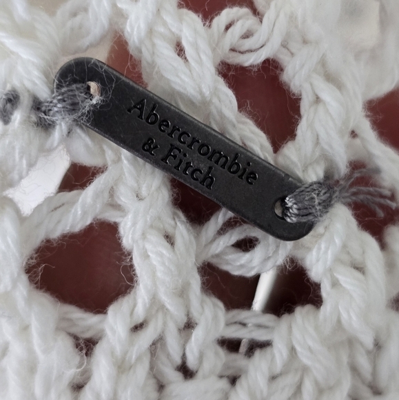 Abercrombie Fitch Sweater Womens XS White Open Knit Hi Low Oversized Excellent - Picture 4 of 10